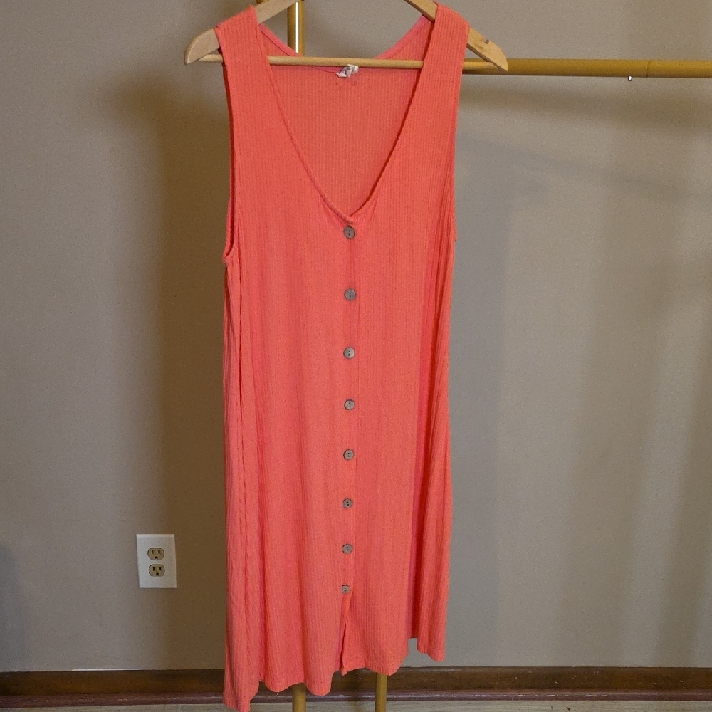 Body Glove Coral Button-Front Sleeveless Midi Dress